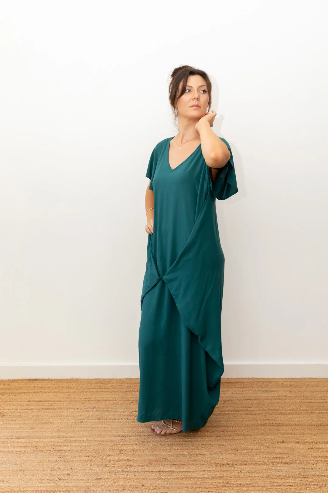 Maxi Wingdress Sleeved - teal