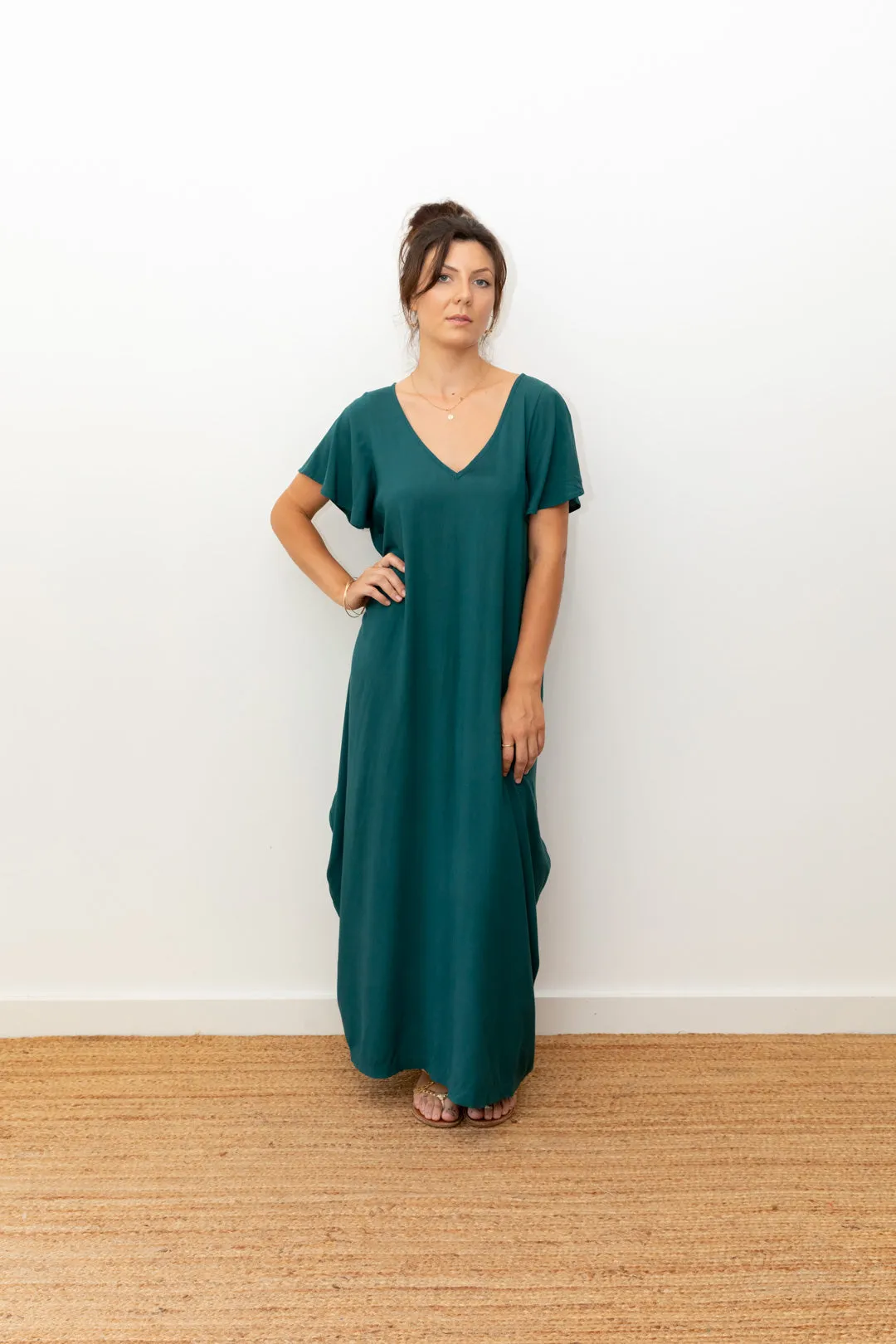 Maxi Wingdress Sleeved - teal