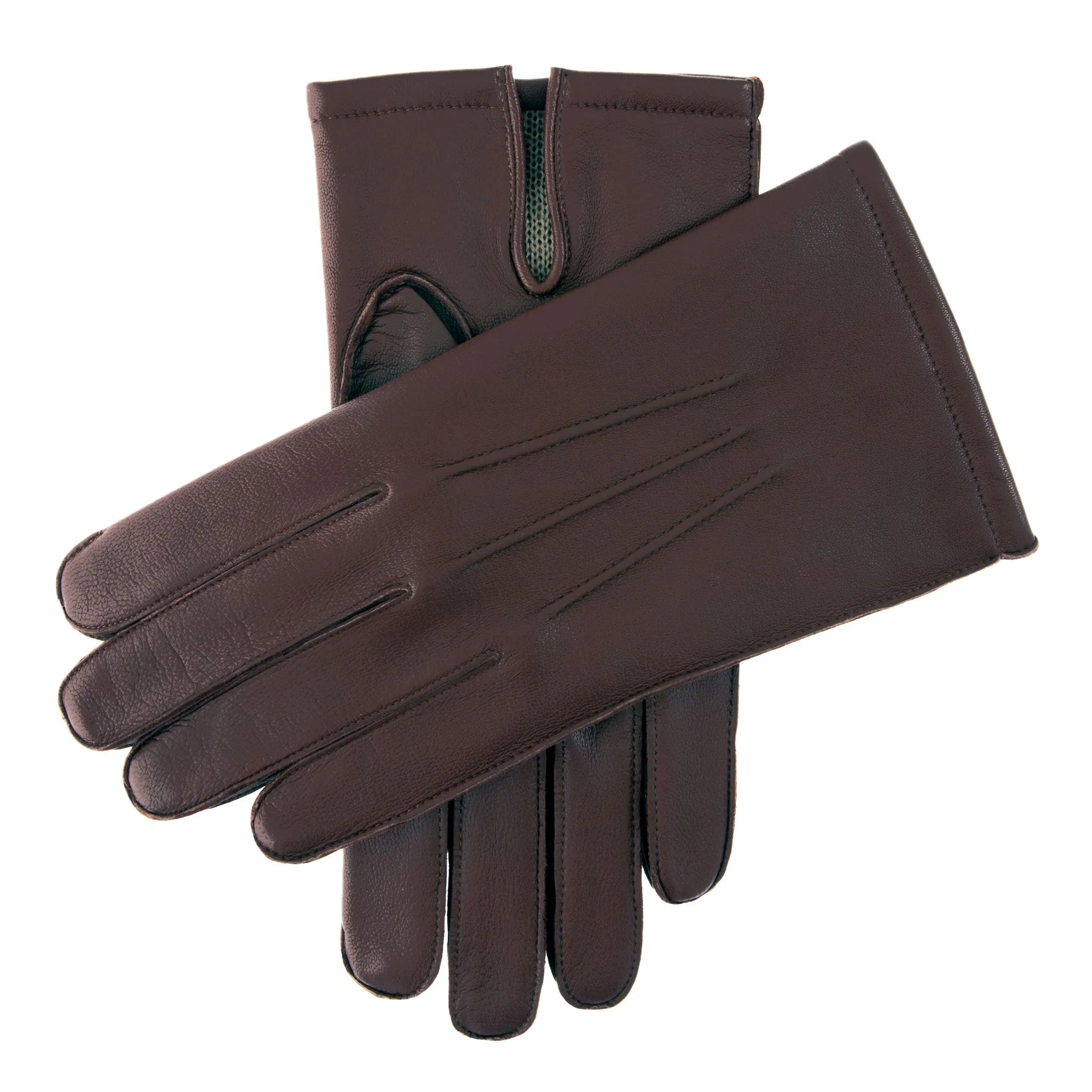 Men's Three-Point Wool Blend-Lined Leather Gloves