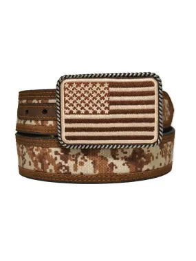 MF Western Ariat Mens Digital Camo Strap Aged Bark Overlay Belt Style A1030844