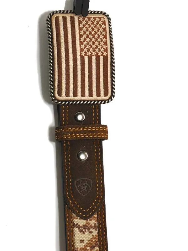 MF Western Ariat Mens Digital Camo Strap Aged Bark Overlay Belt Style A1030844