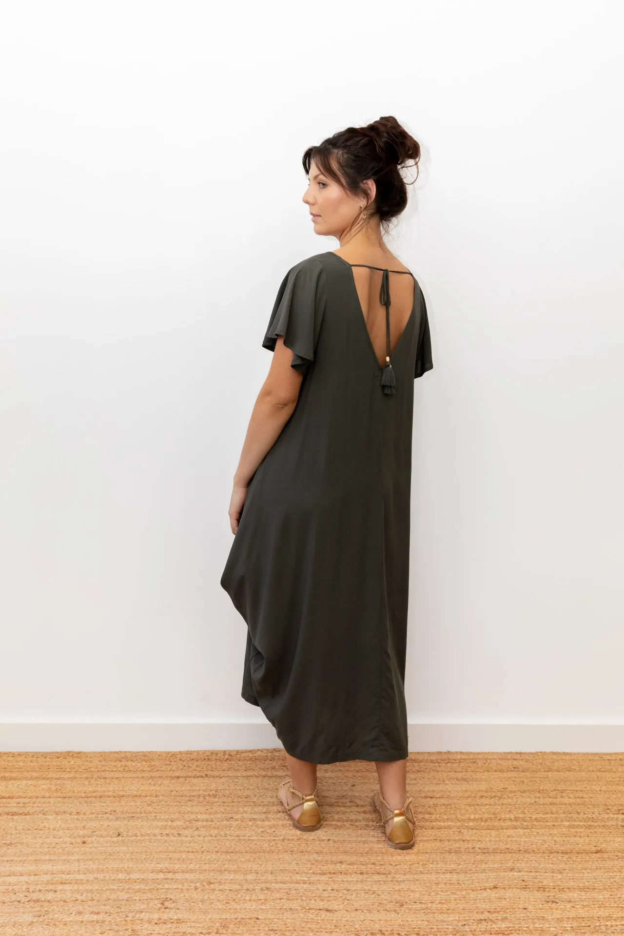 Midi Wingdress Sleeved - ivy