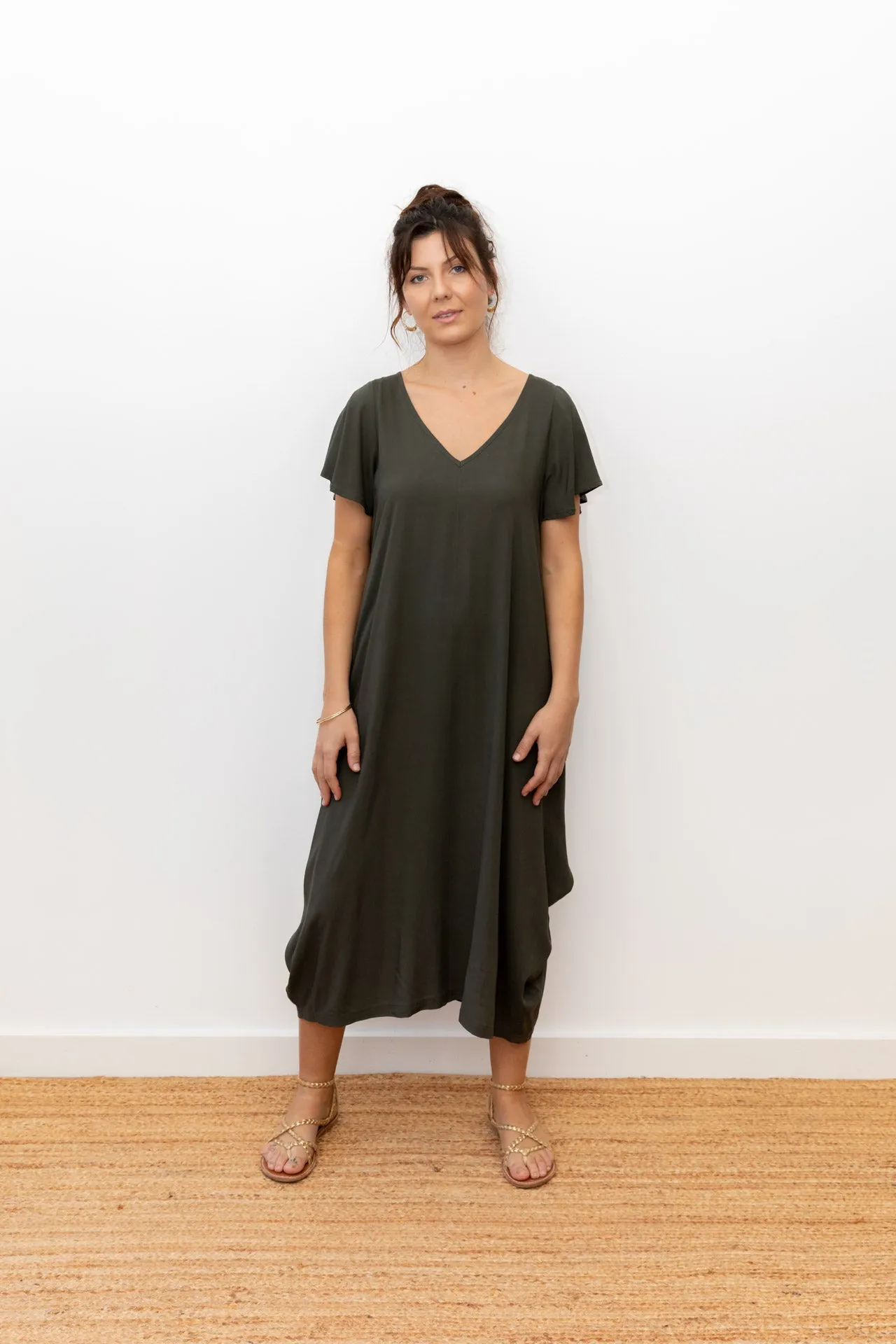 Midi Wingdress Sleeved - ivy