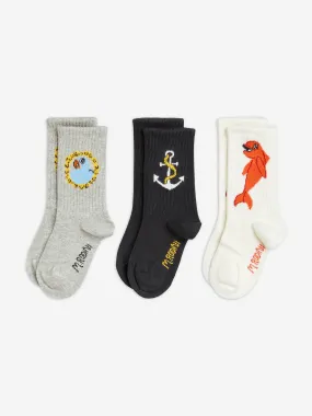 Mini Rodini Kids Dolphin 3 Pack Socks Set in Multicolour