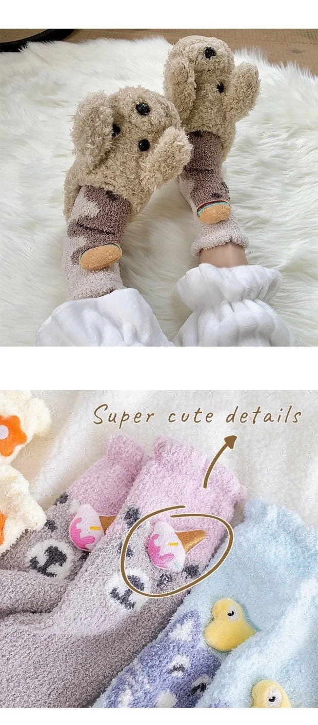 Miss June’s | Women’s | 1 pair | Floor socks | Cute | Fuzzy | Home wear | Warm | Soft | Gift Idea | Casual | Cozy| Animals| Comfort | Winter