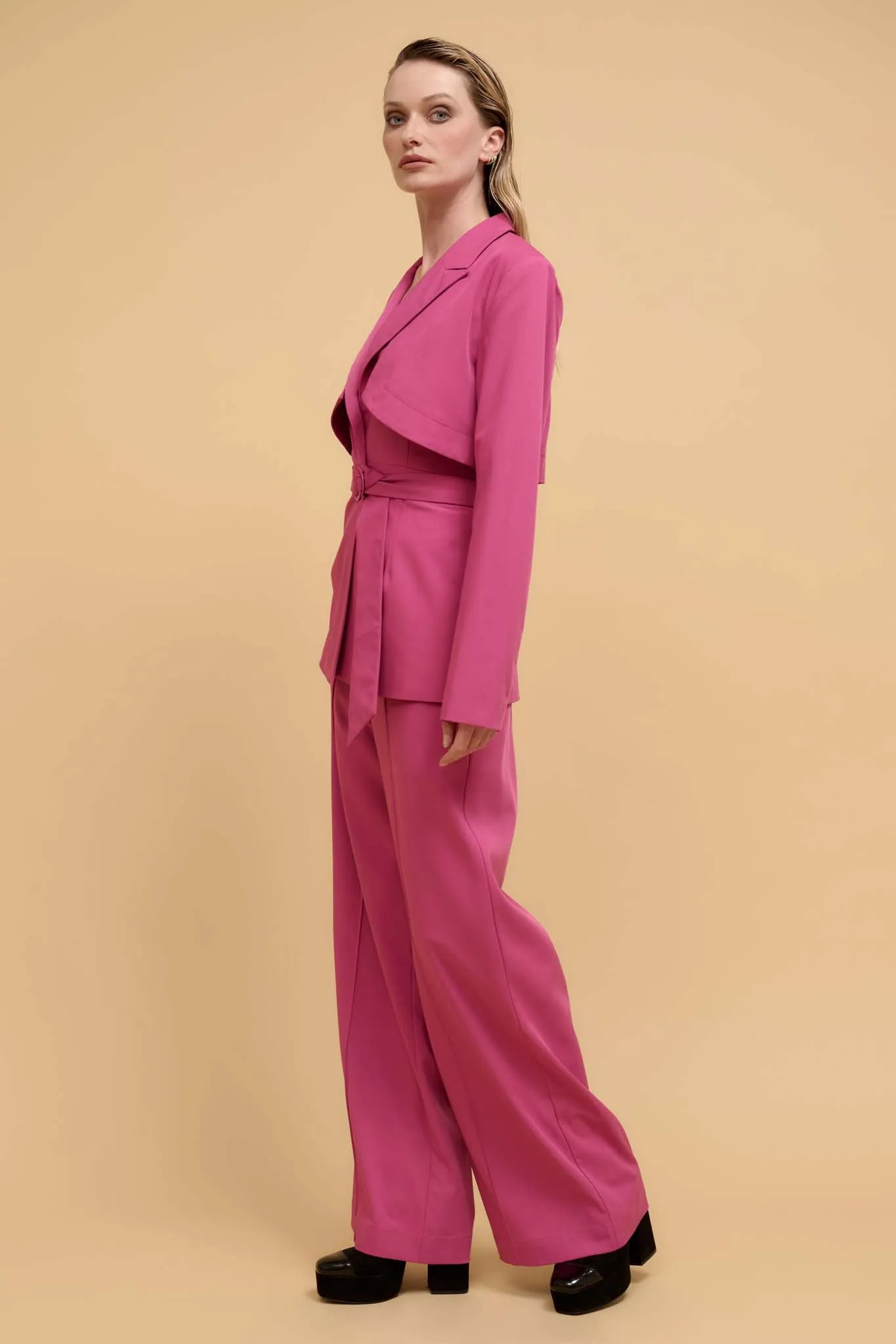 Move the Needle Double Belted Wide-Leg Pants