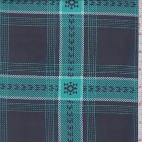 Navy/Teal Tartan Plaid Chiffon Fabric