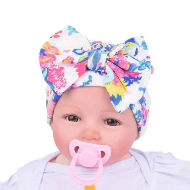 Newborn Baby Hat Flower Bow-Knot Print