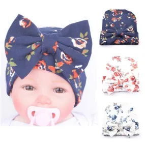 Newborn Baby Hat Flower Bow-Knot Print