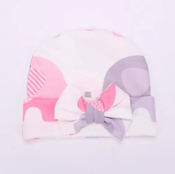 Newborn Baby Hat Flower Bow-Knot Print