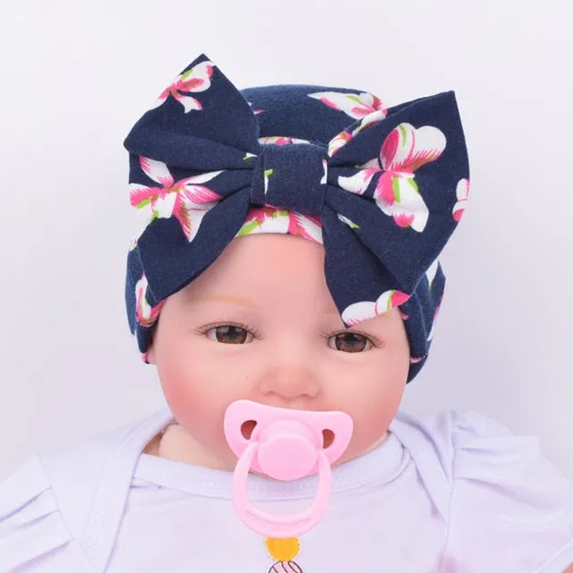 Newborn Baby Hat Flower Bow-Knot Print