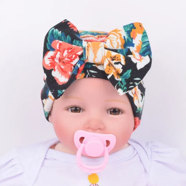 Newborn Baby Hat Flower Bow-Knot Print