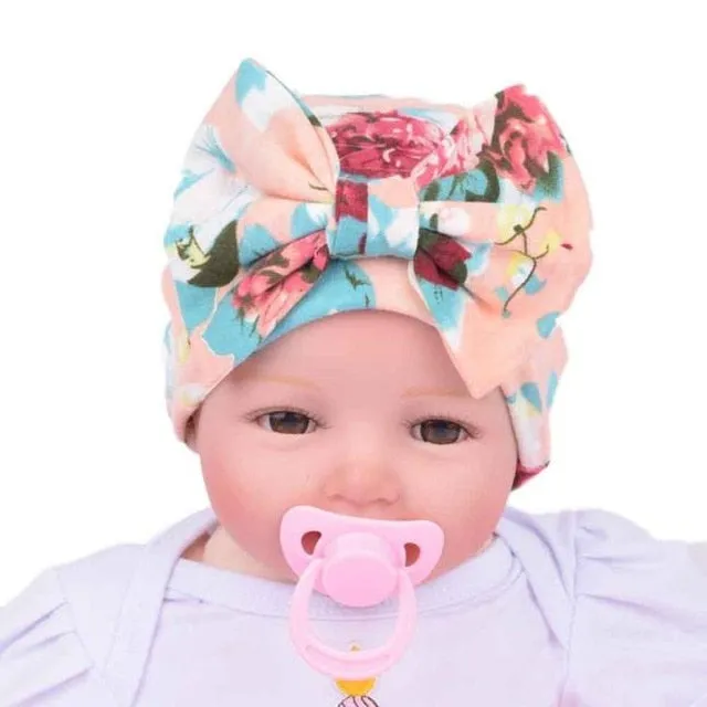 Newborn Baby Hat Flower Bow-Knot Print