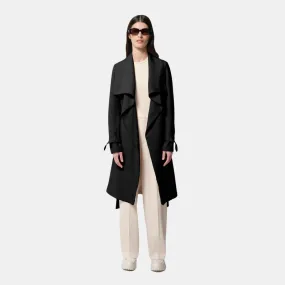 Olivia Relaxed-Fit Belted Trench With Cascade Collar (Black)