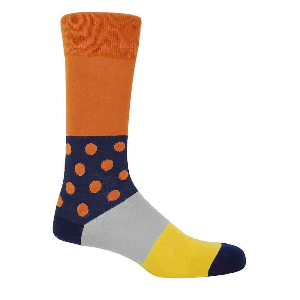 PEPER HAROW Mayfair Men's Luxury Cotton Socks - Burnt Orange and Navy