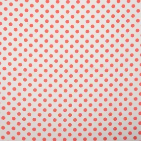 POLKA DOT Printed Polyester - White / Coral