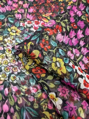 Pure Printed Silk Chiffon - Enchanted Garden - 140cm