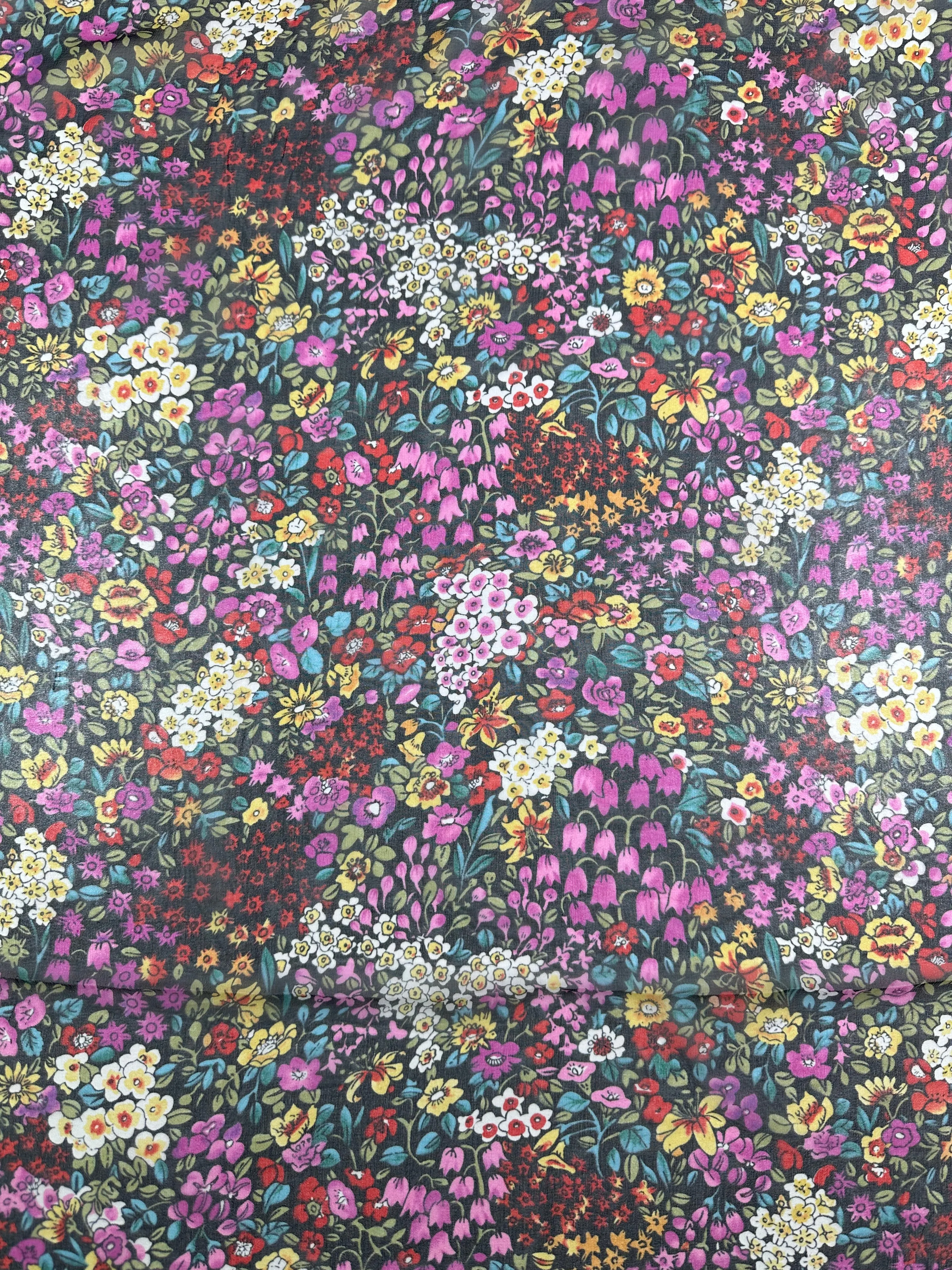 Pure Printed Silk Chiffon - Enchanted Garden - 140cm