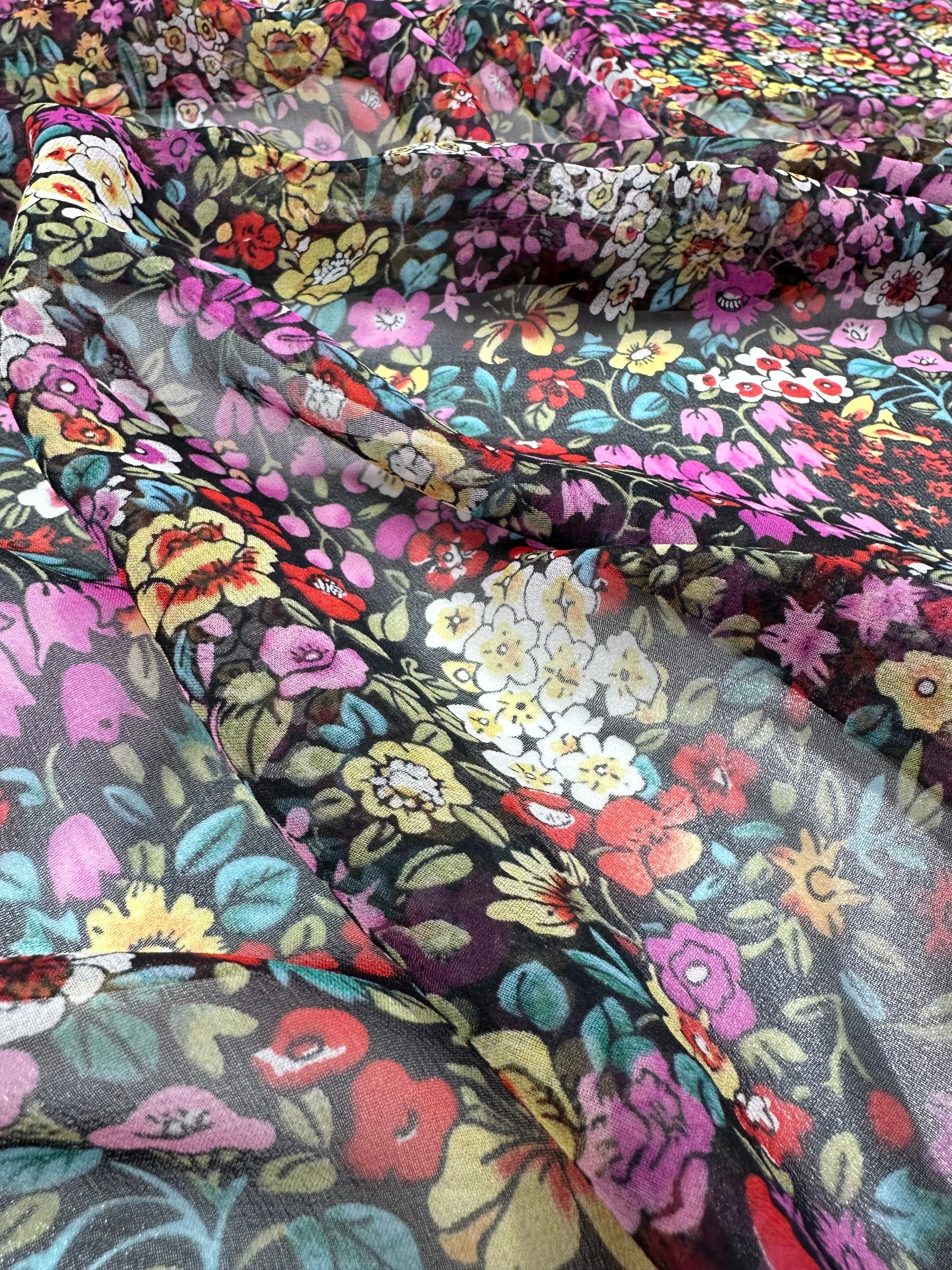 Pure Printed Silk Chiffon - Enchanted Garden - 140cm