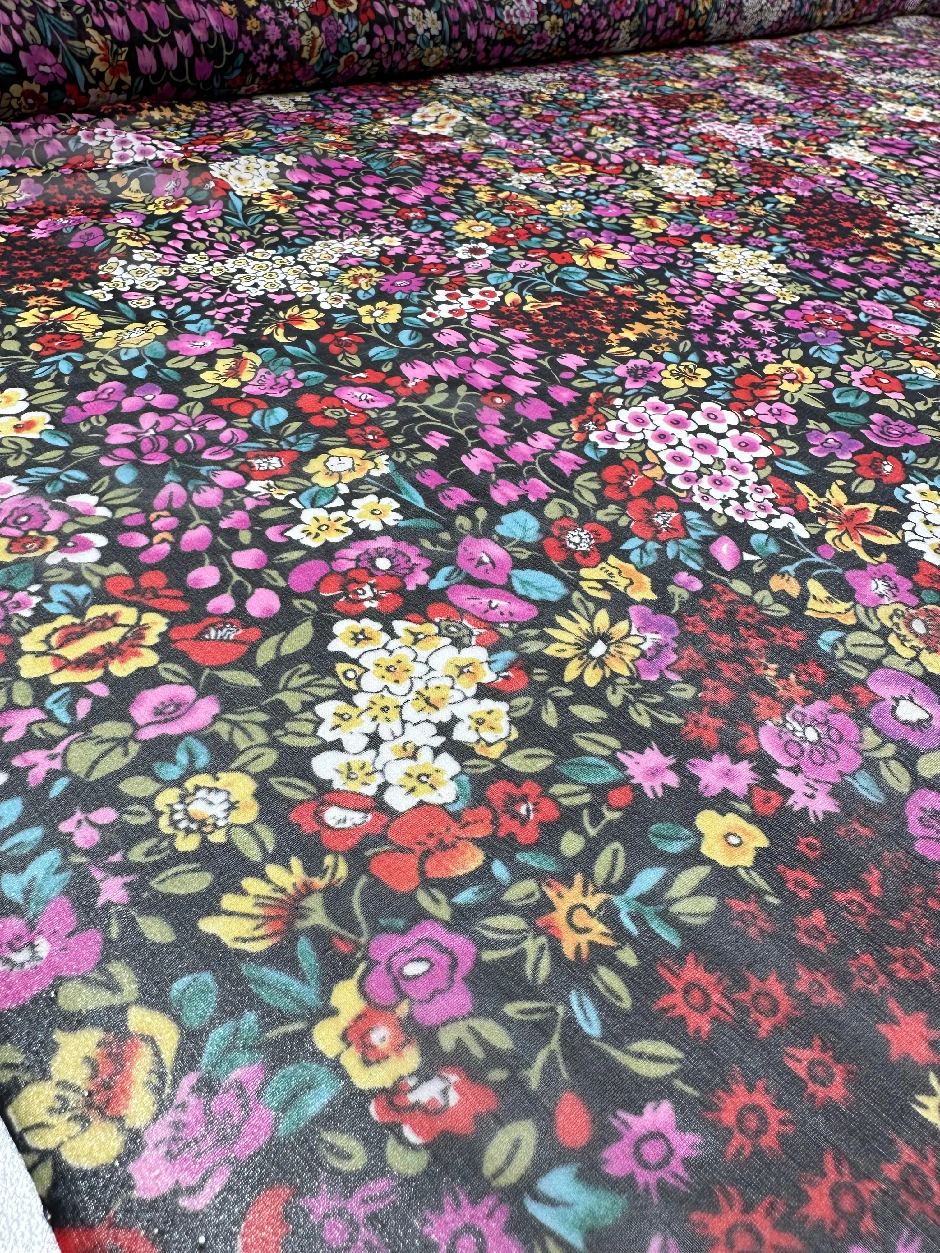 Pure Printed Silk Chiffon - Enchanted Garden - 140cm