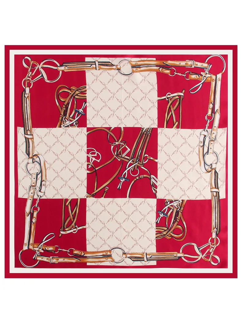 Pure Silk Printed Designer Square Scarf - Size 53x53cm