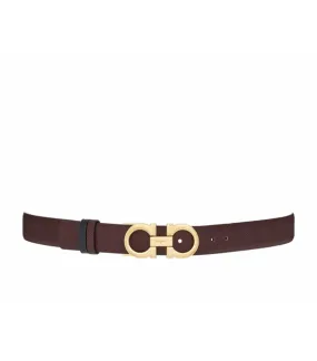 Reversible and Adjustable Gancini Belt Ganache Brown/Black