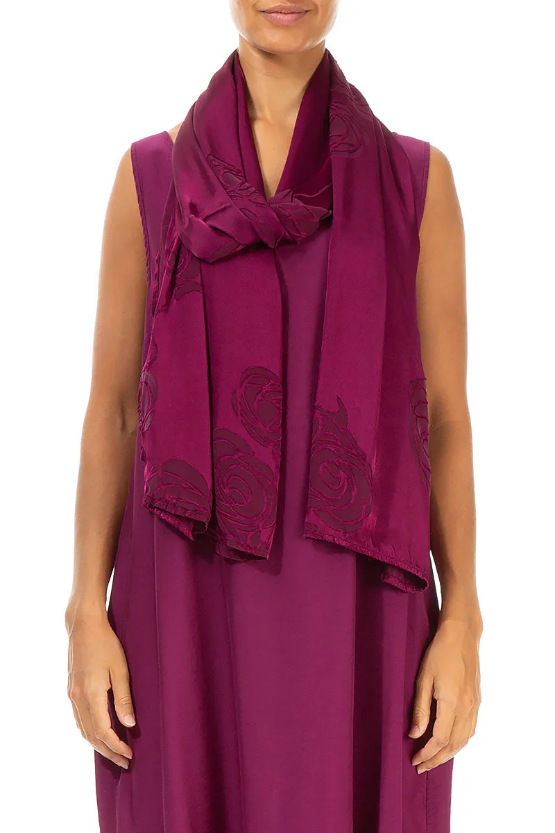 Roses Magenta Silk Scarf