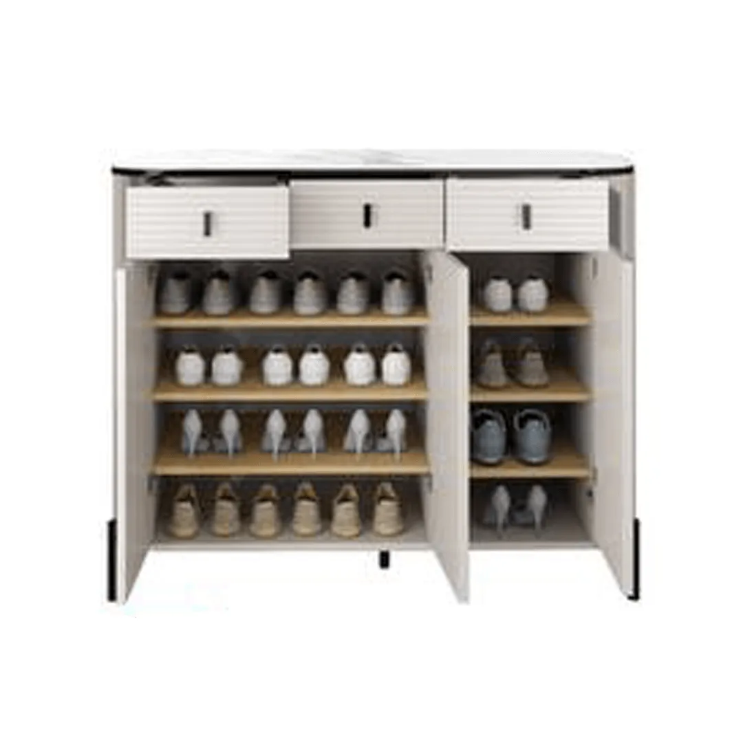 Sabino 3 Door Shoe Cabinet with Glossy Sintered Stone Top