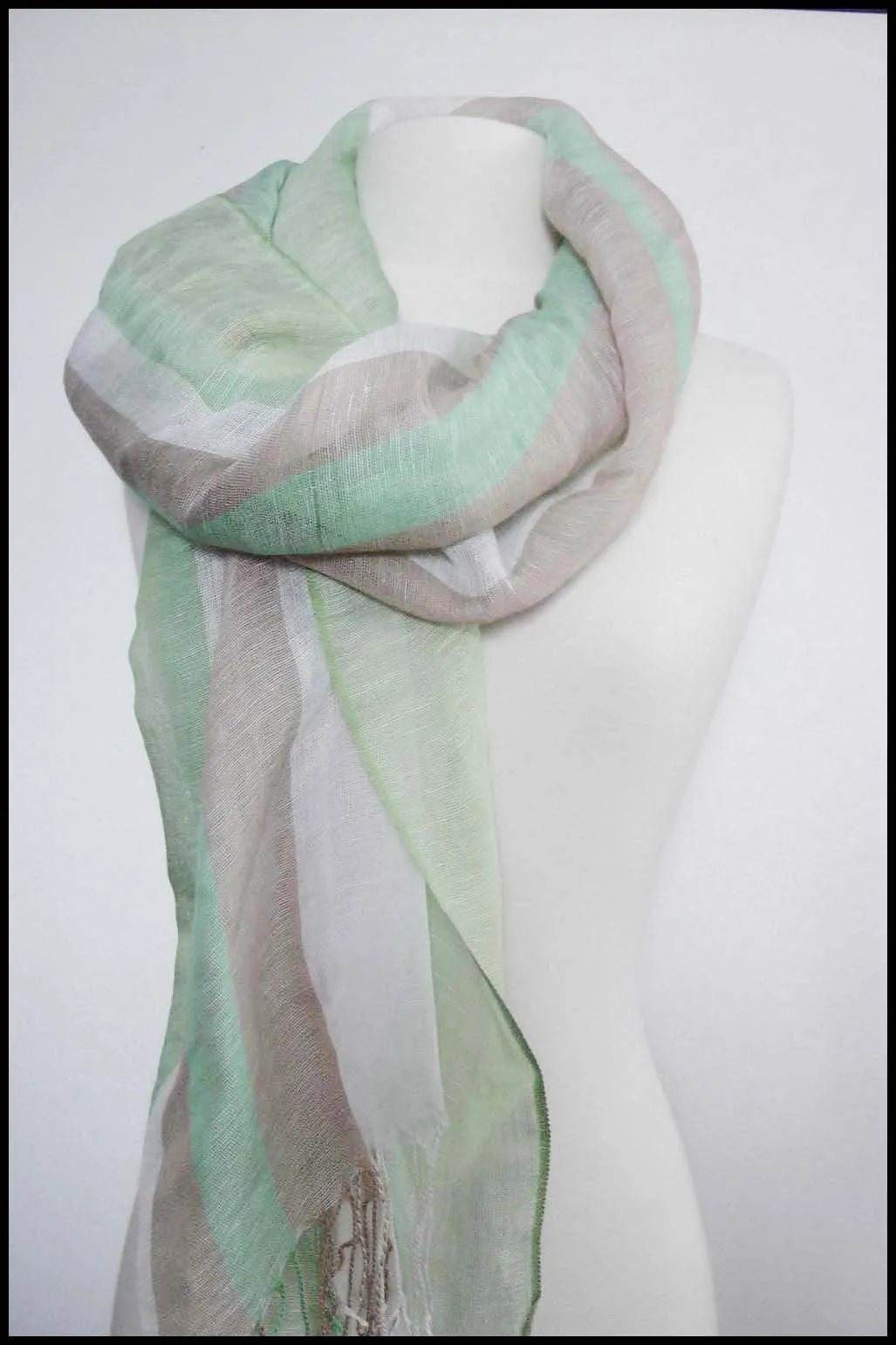 Sheer Soft Striped Gauze Scarf