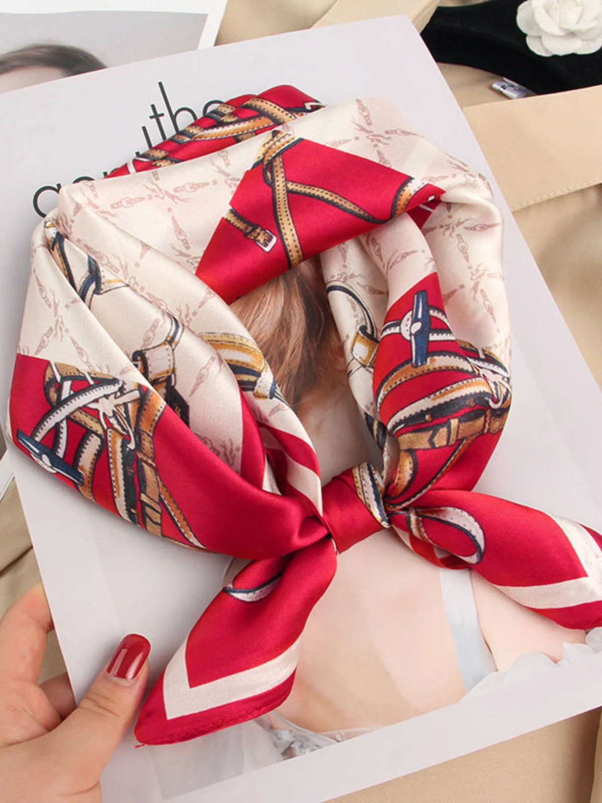 Silk Printed Square Scarf 53x53cm/21