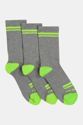 SOCKS LOGO 3-PACK (W24F1541) GREY - VIVID GREEN