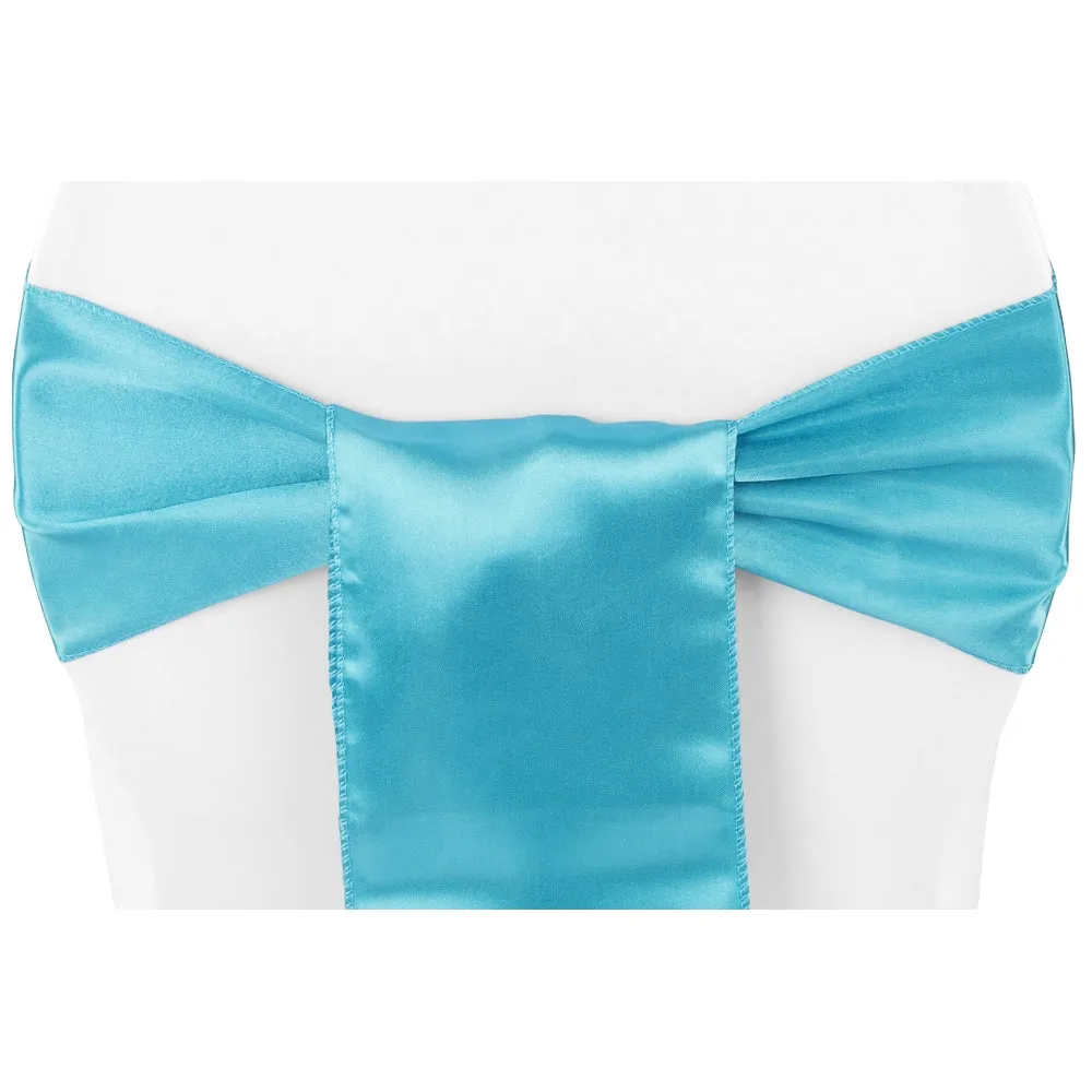 Standard Satin Chair Sash - Aqua Blue