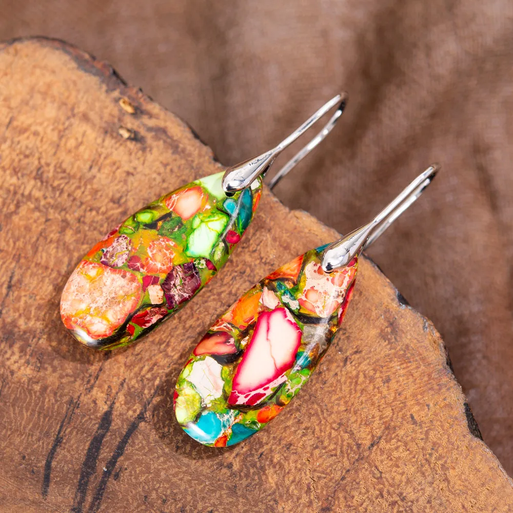 Sunlit Paintings Jasper Teardrop Earrings