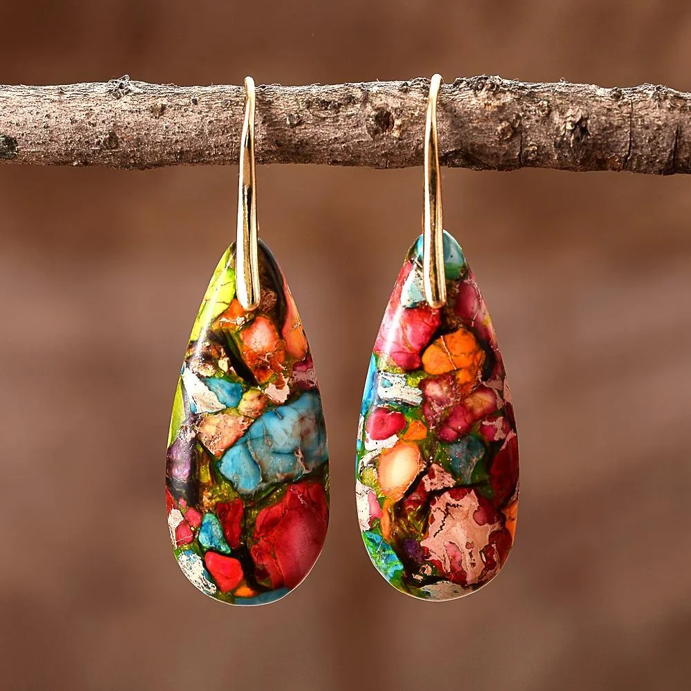 Sunlit Paintings Jasper Teardrop Earrings