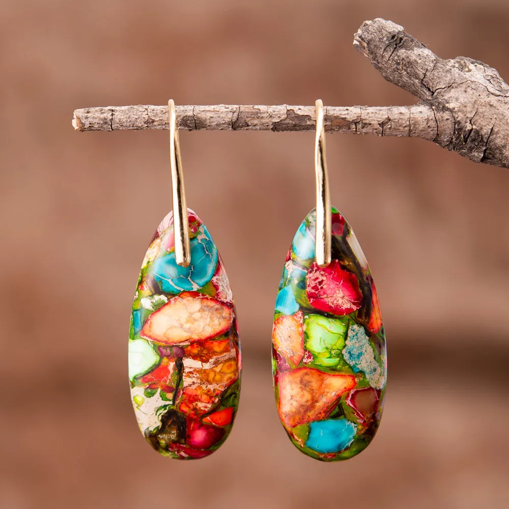 Sunlit Paintings Jasper Teardrop Earrings