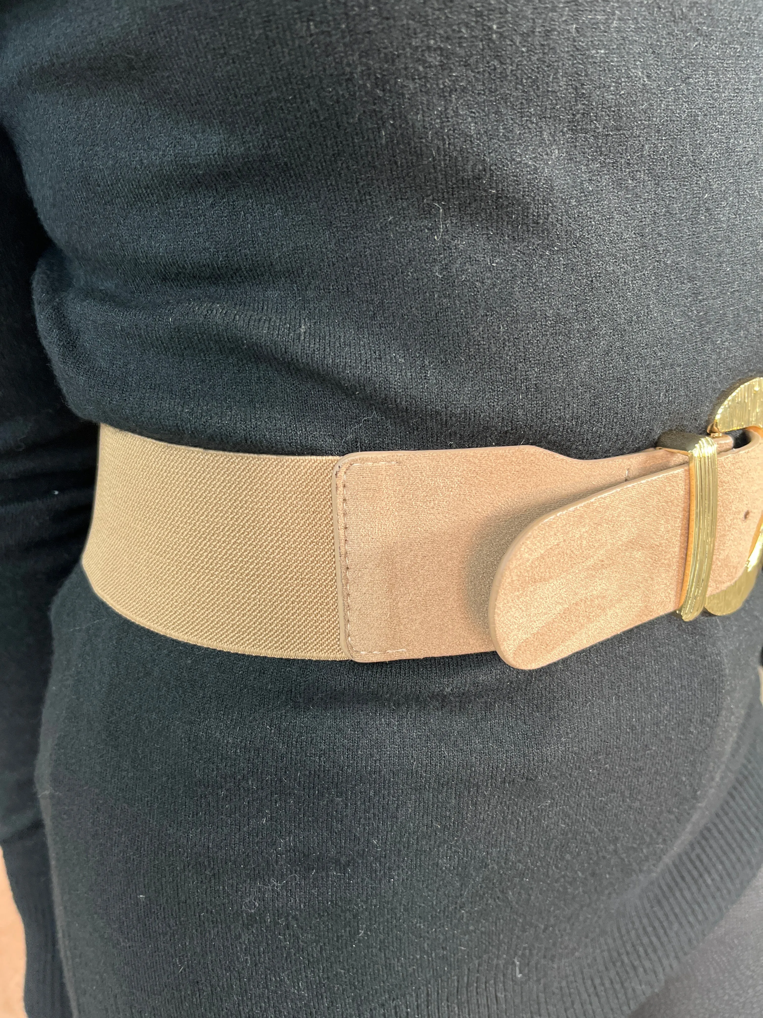 Taupe Suede Easy Fit Belt