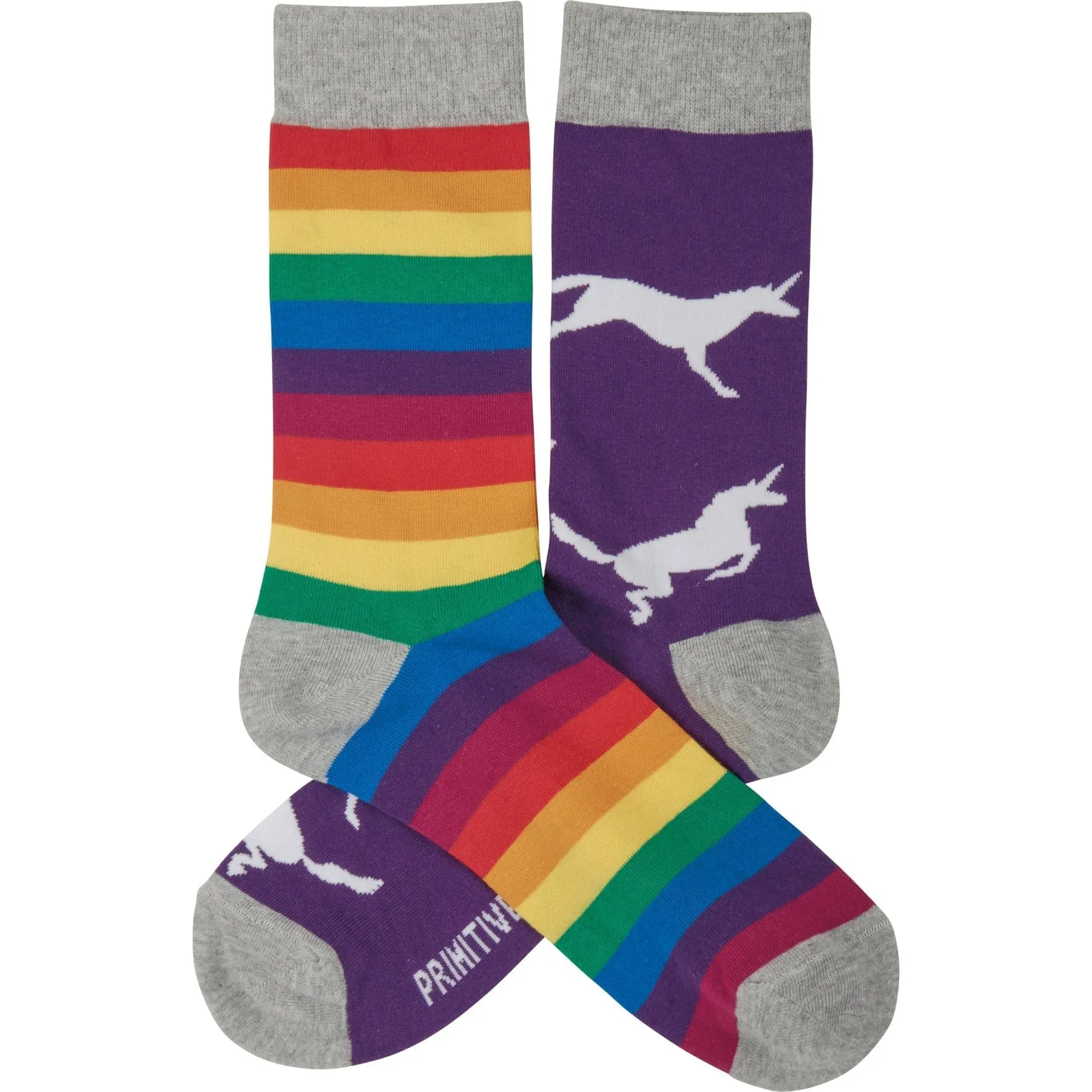 The Bullish Store Women's Mismatched Rainbows And Unicorns Socks