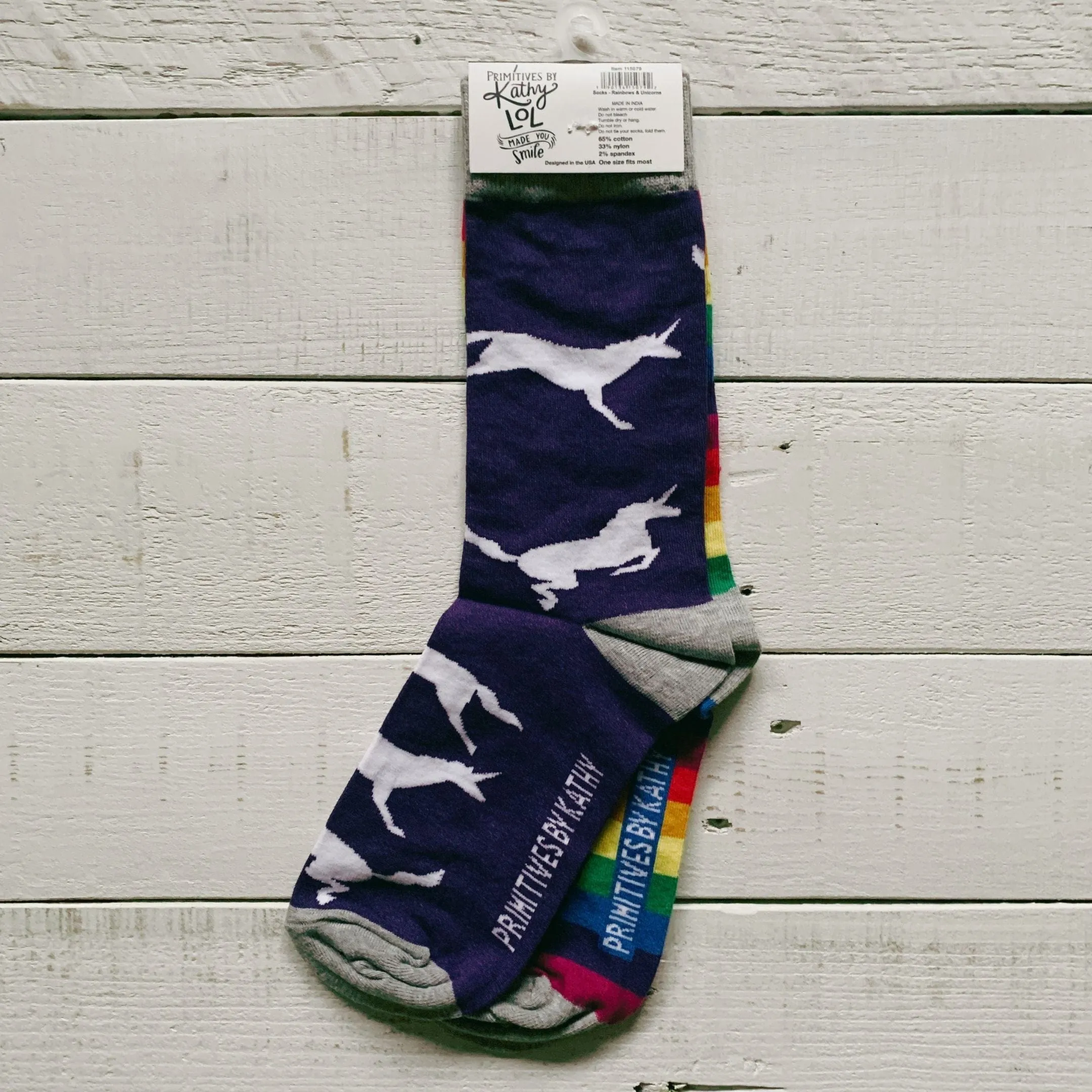 The Bullish Store Women's Mismatched Rainbows And Unicorns Socks