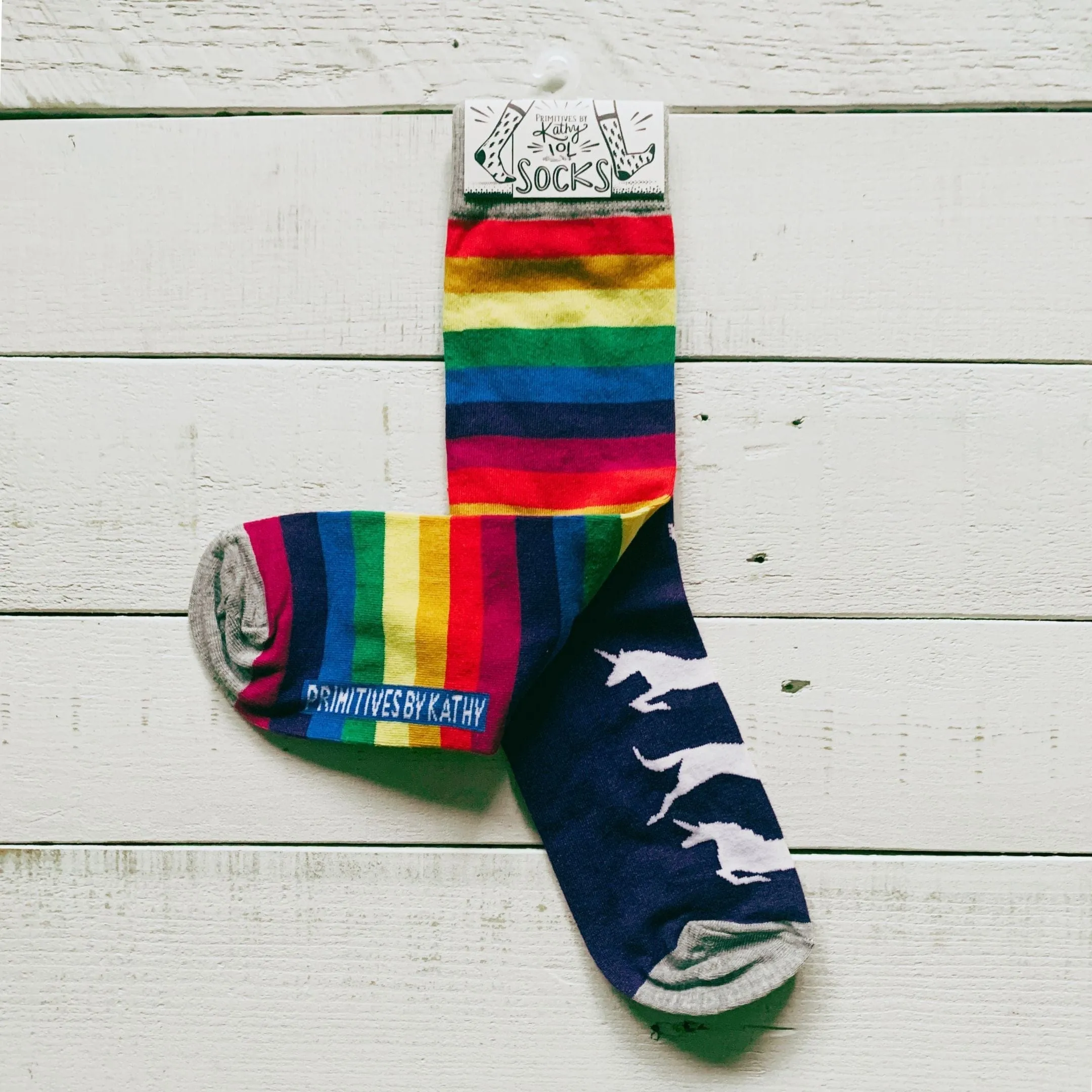 The Bullish Store Women's Mismatched Rainbows And Unicorns Socks