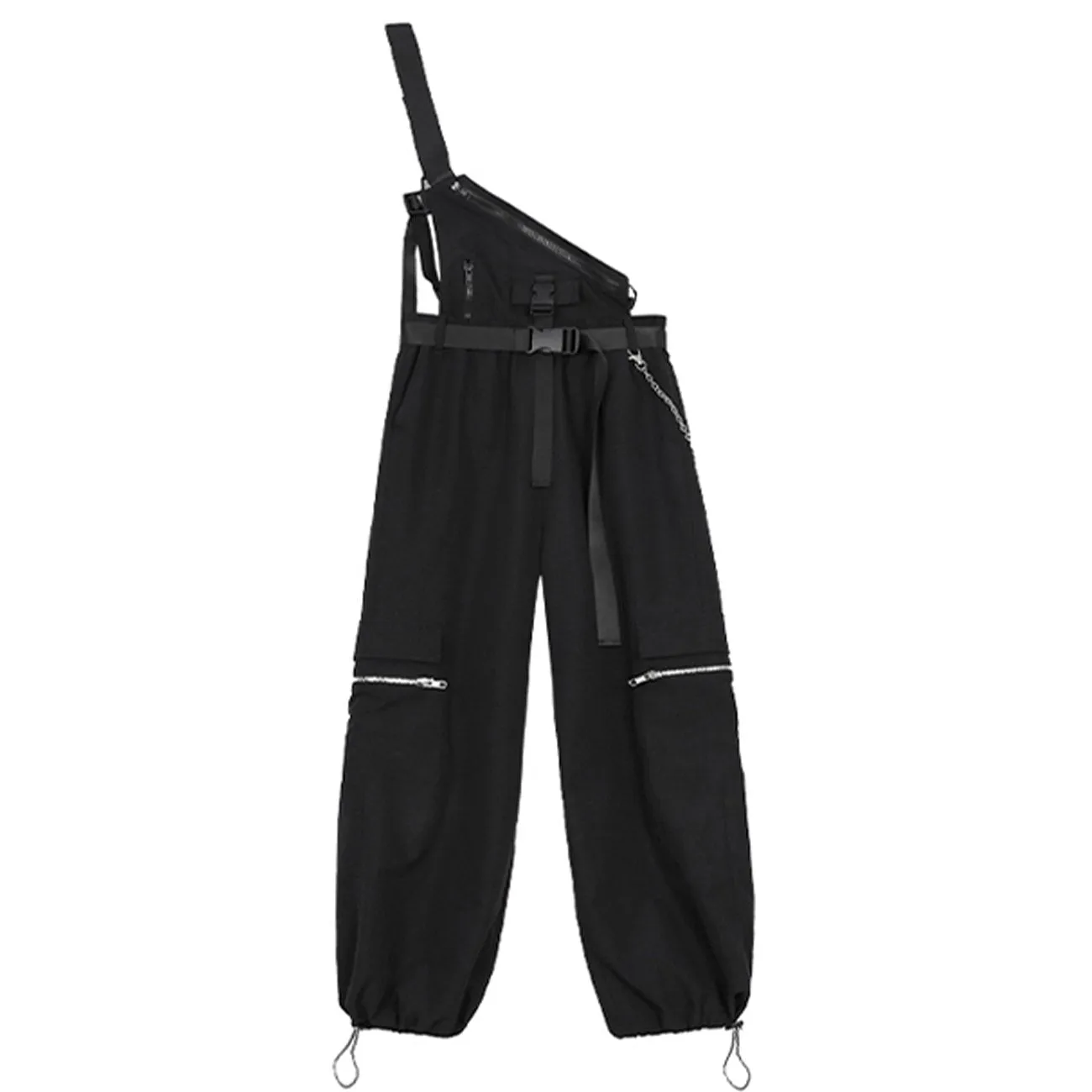 WLS Techwear Personalized Belt Chain Cargo Jumpsuit