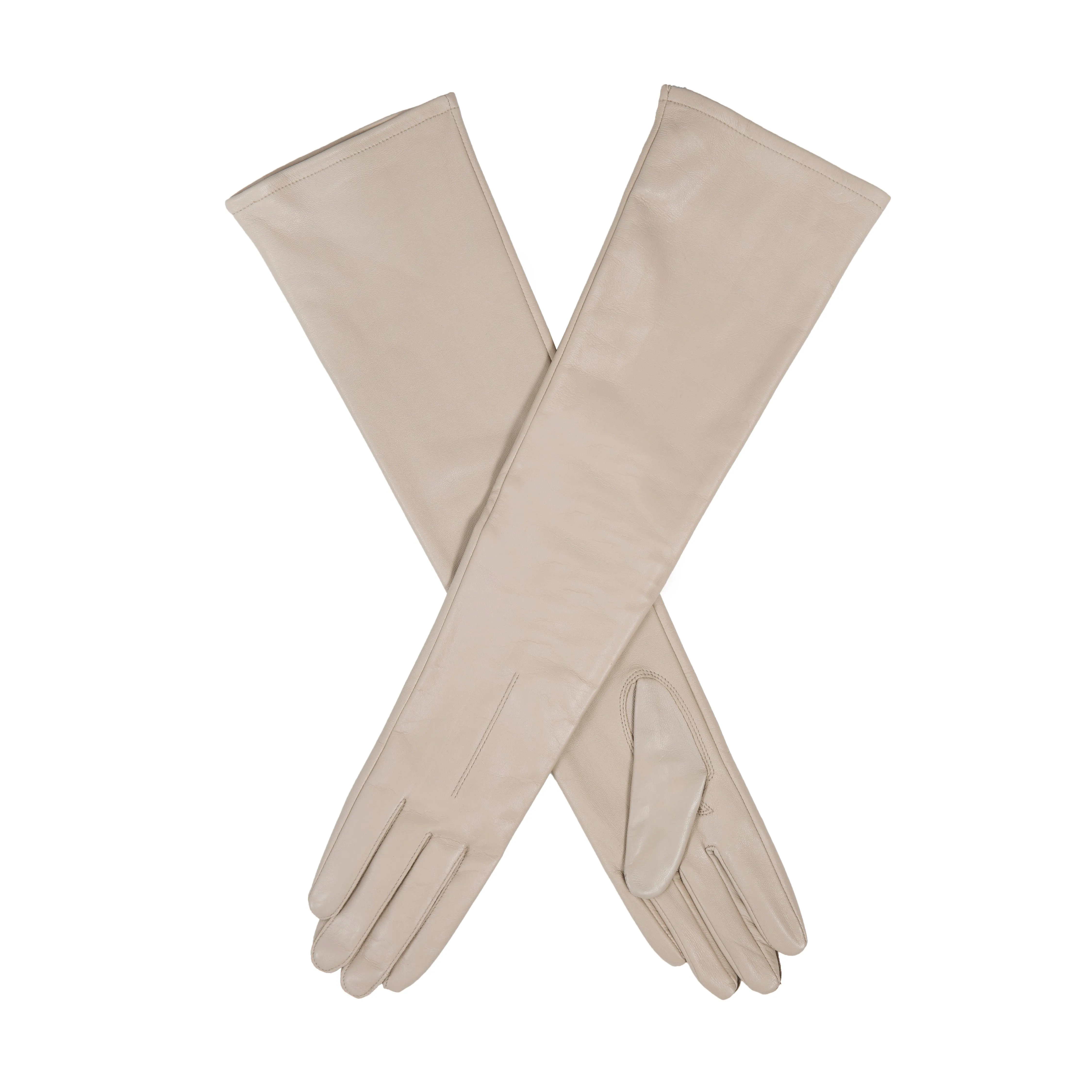 Women's Single-Point Long Above-Elbow Lined Leather Gloves