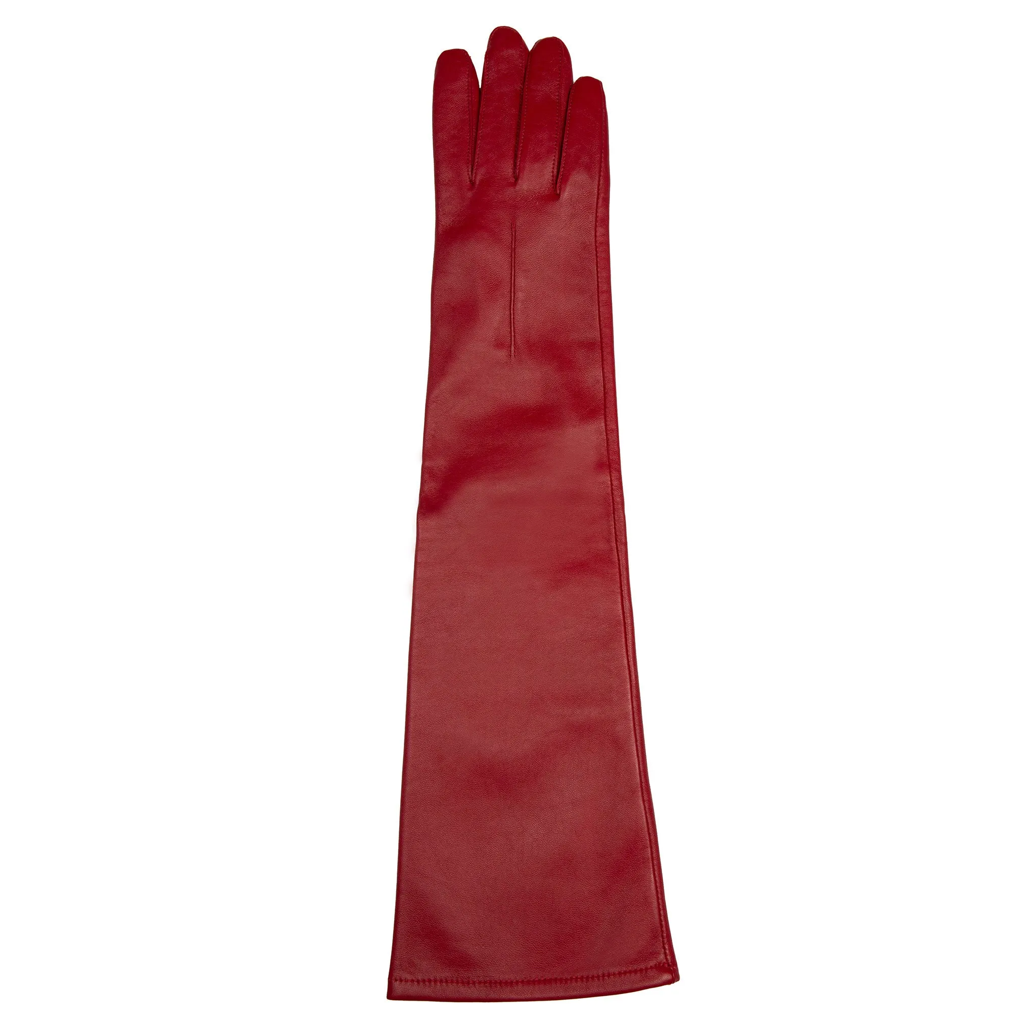 Women's Single-Point Long Above-Elbow Lined Leather Gloves