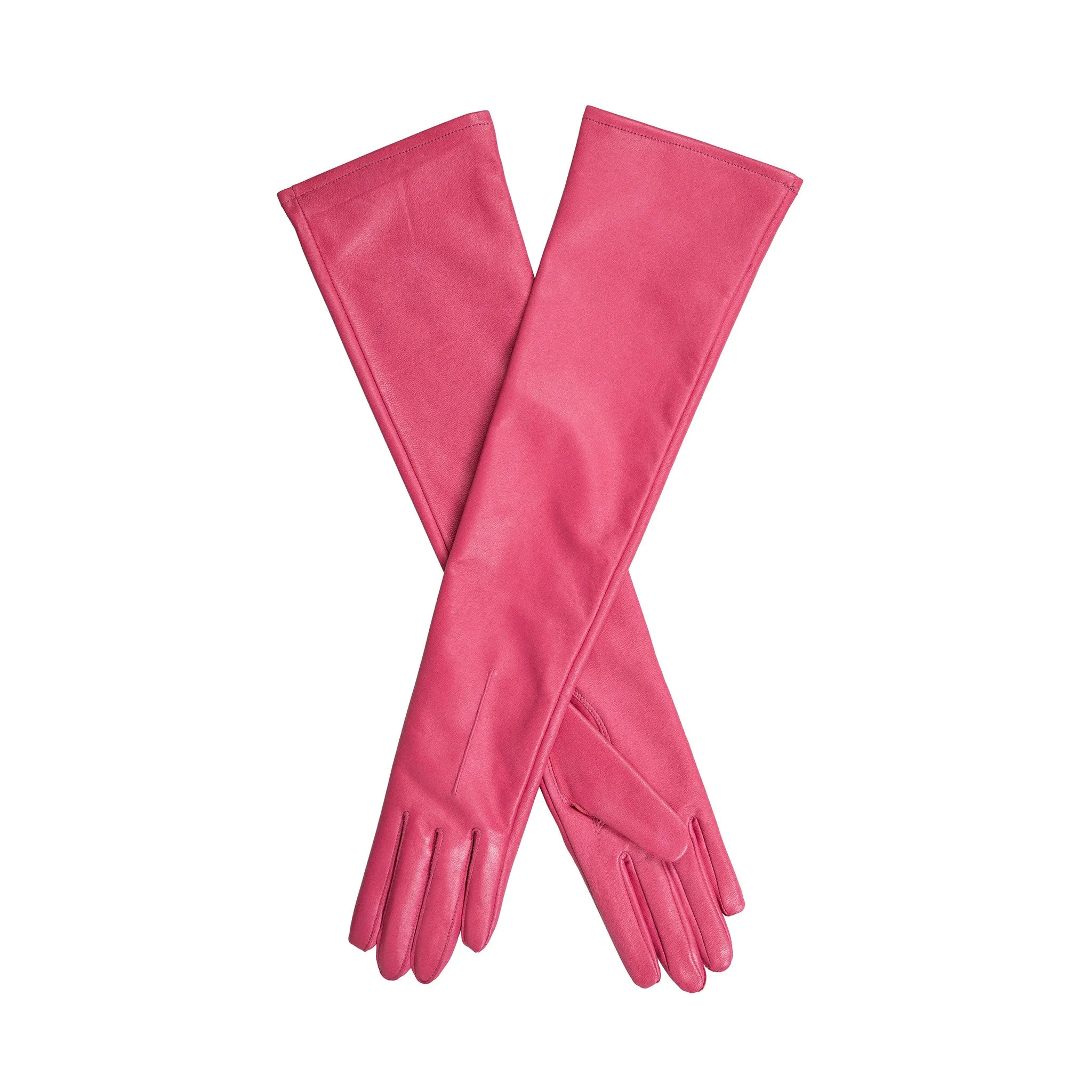 Women's Single-Point Long Above-Elbow Lined Leather Gloves