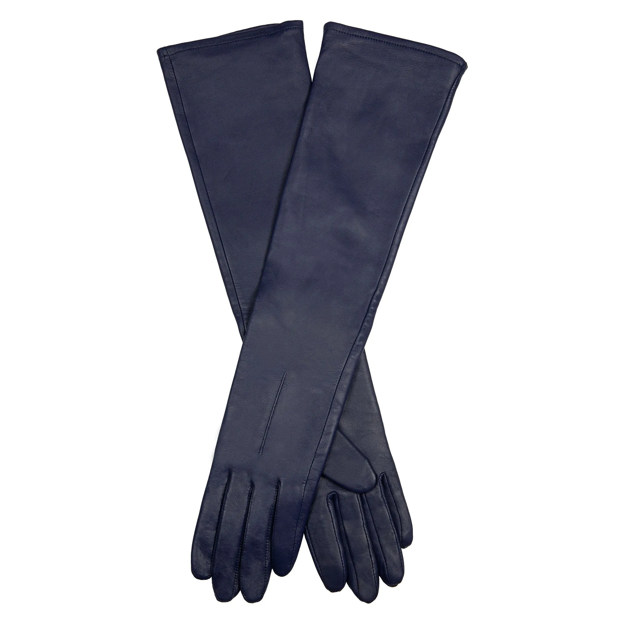 Women's Single-Point Long Above-Elbow Lined Leather Gloves