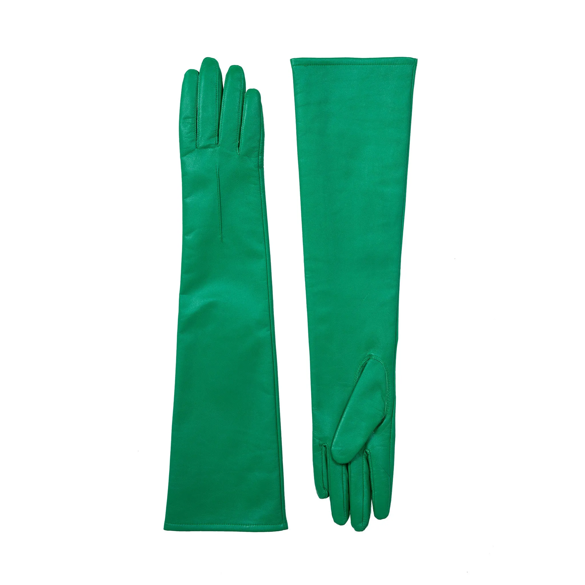 Women's Single-Point Long Above-Elbow Lined Leather Gloves