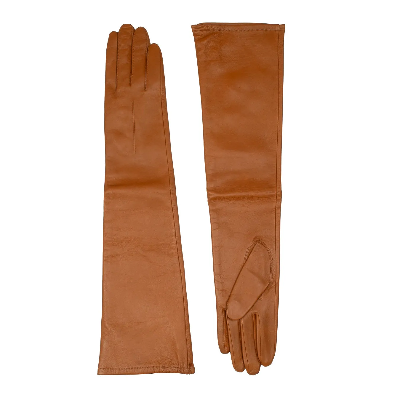 Women's Single-Point Long Above-Elbow Lined Leather Gloves