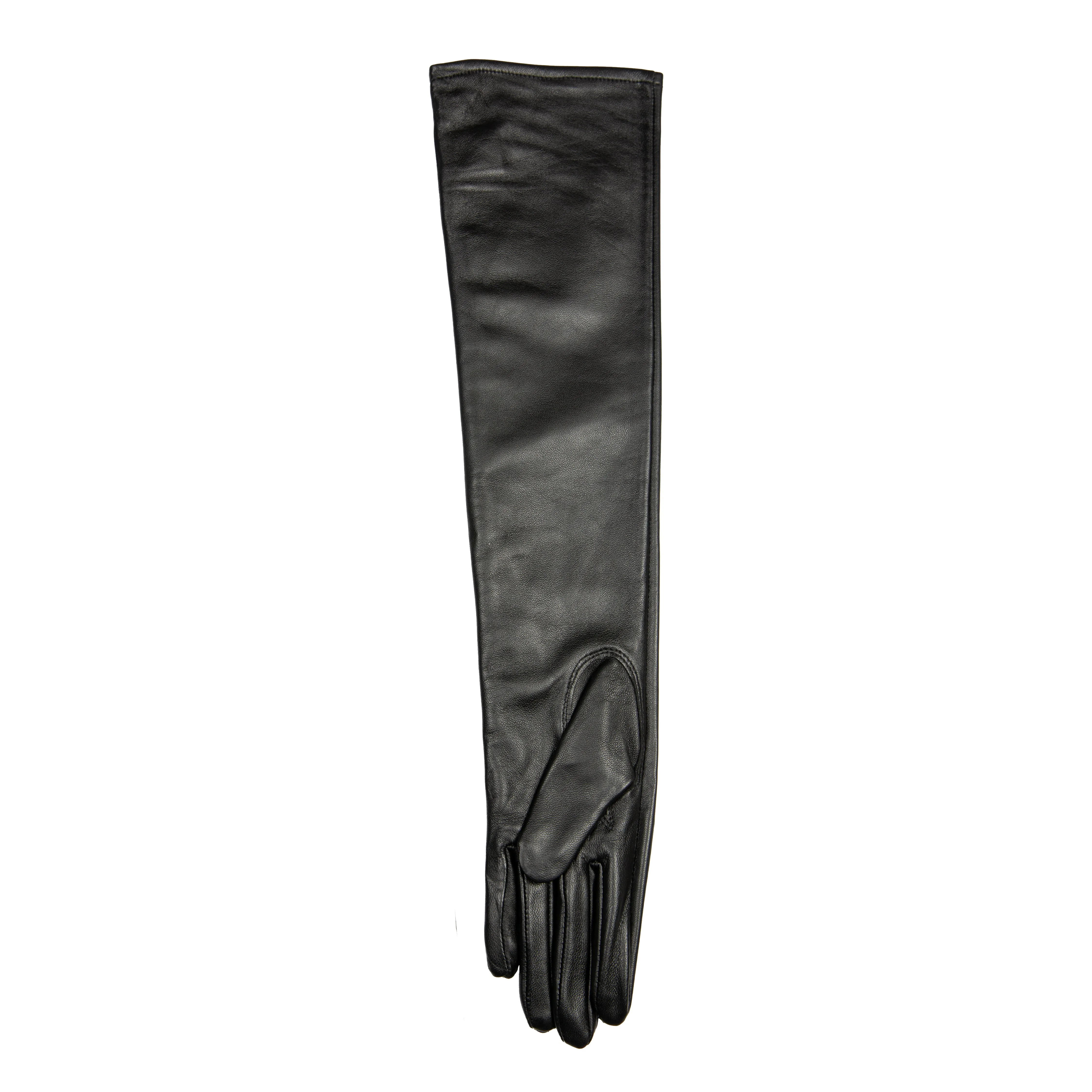 Women's Single-Point Long Above-Elbow Lined Leather Gloves