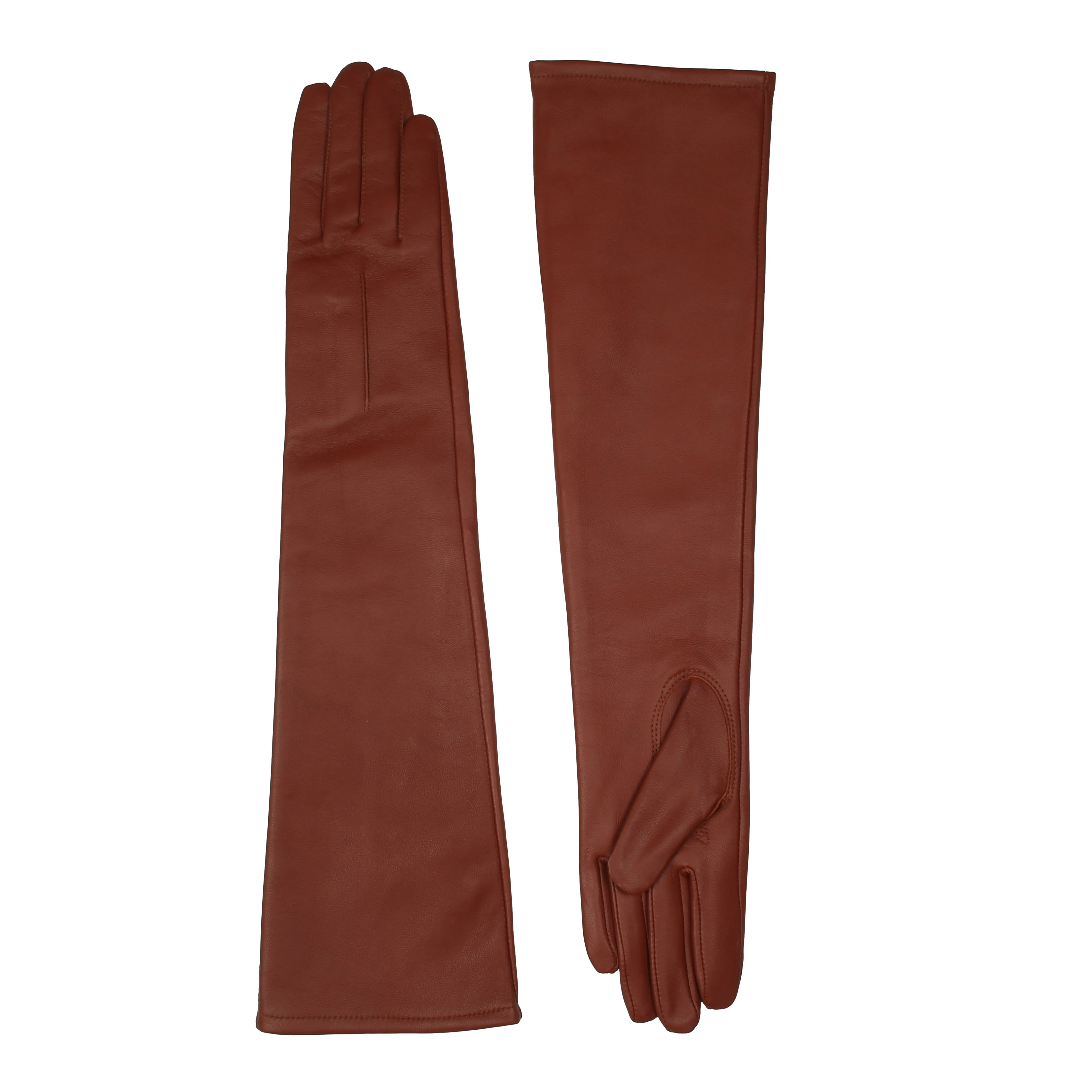 Women's Single-Point Long Above-Elbow Lined Leather Gloves