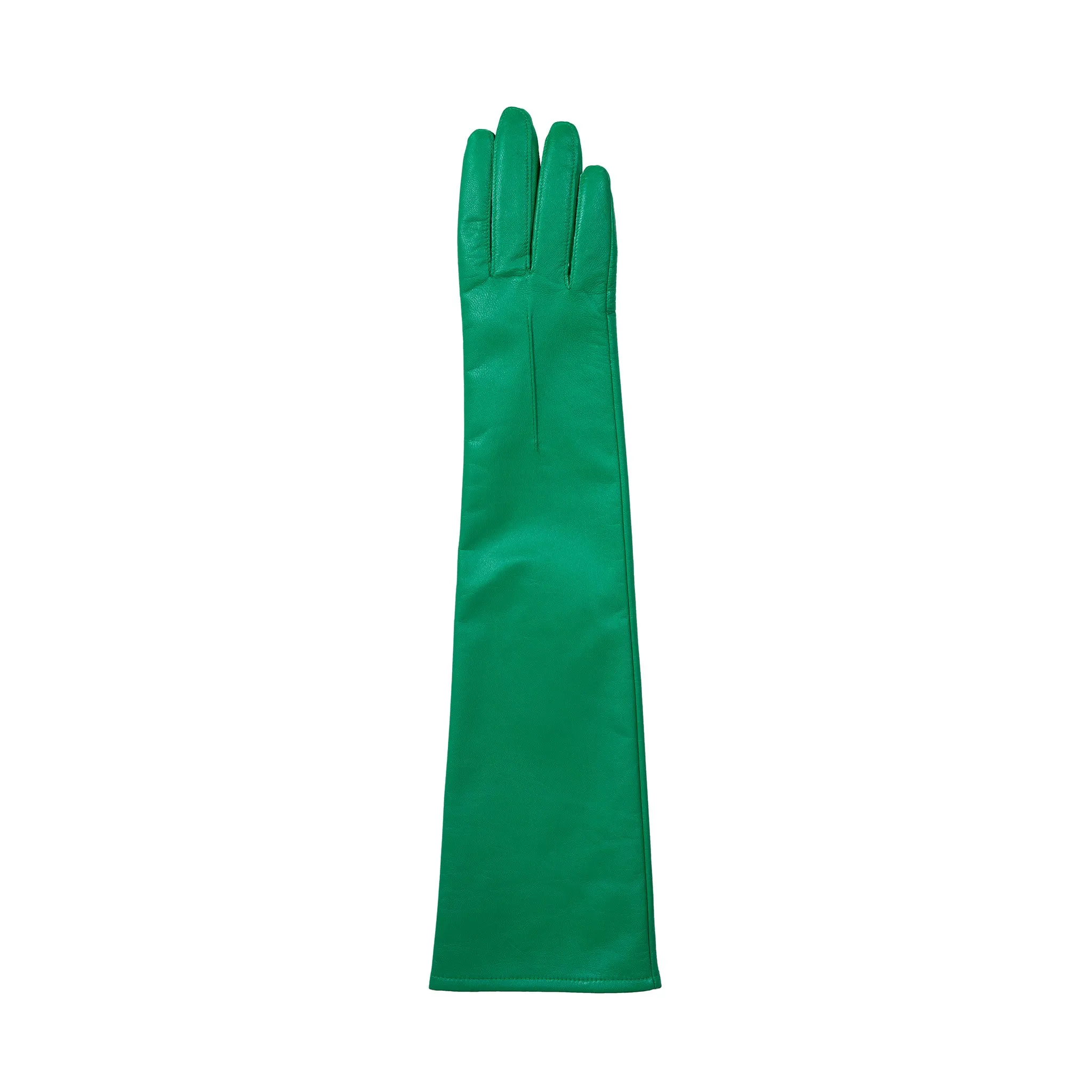 Women's Single-Point Long Above-Elbow Lined Leather Gloves