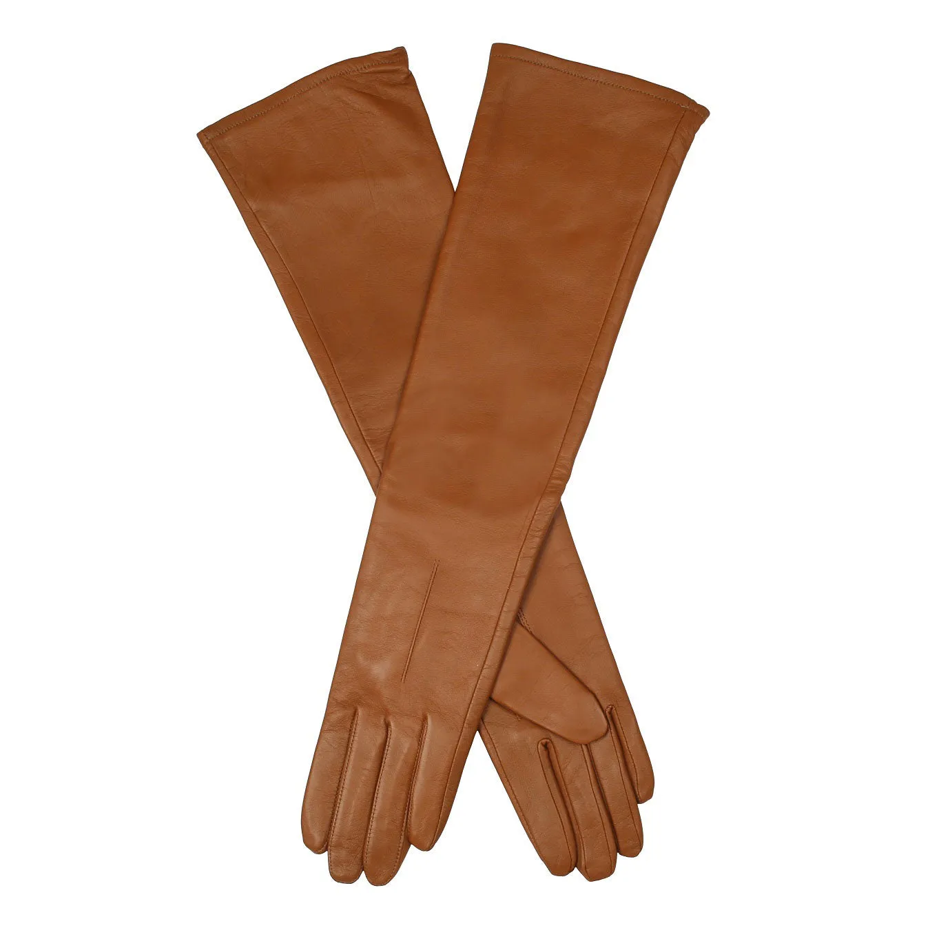 Women's Single-Point Long Above-Elbow Lined Leather Gloves